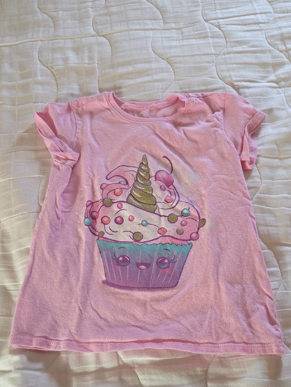 The Children's Place Pink Unicorn Cupcake Graphic Short Sleeve Tee